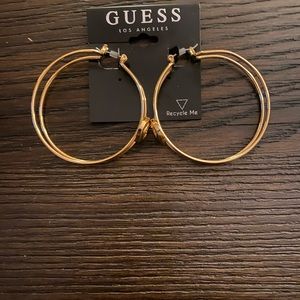 NEW Guess gold double hoop earrings